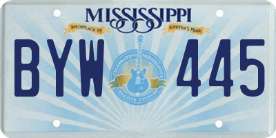 MS license plate BYW445