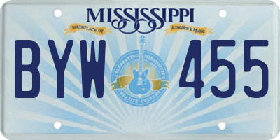 MS license plate BYW455