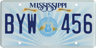 MS license plate BYW456
