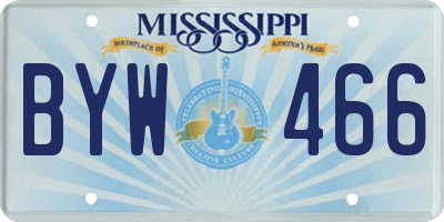 MS license plate BYW466