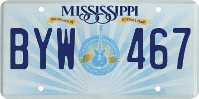 MS license plate BYW467