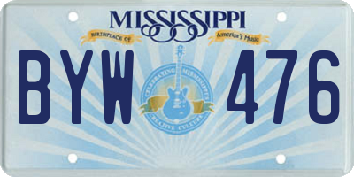 MS license plate BYW476