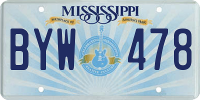 MS license plate BYW478