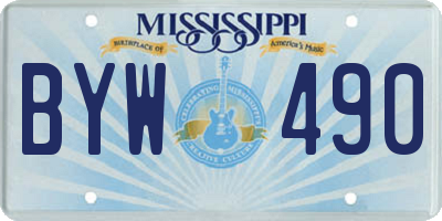 MS license plate BYW490
