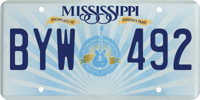 MS license plate BYW492