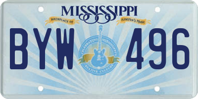 MS license plate BYW496