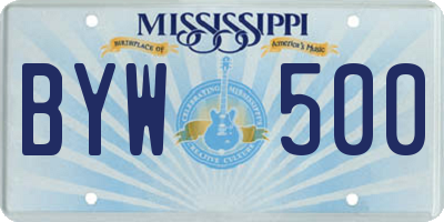 MS license plate BYW500