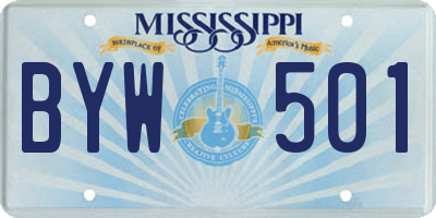 MS license plate BYW501