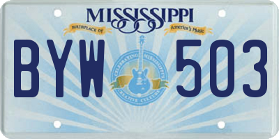 MS license plate BYW503