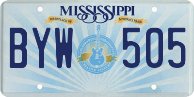 MS license plate BYW505
