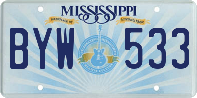 MS license plate BYW533