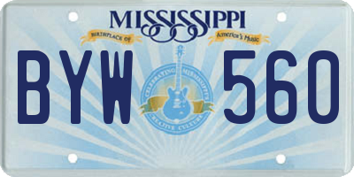 MS license plate BYW560