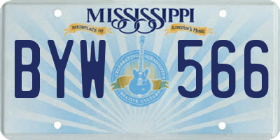 MS license plate BYW566