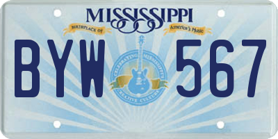 MS license plate BYW567