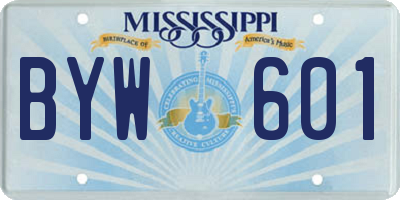 MS license plate BYW601