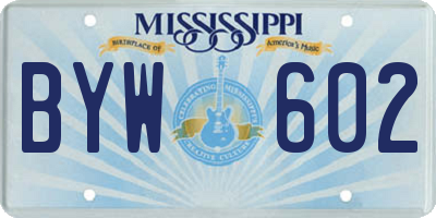 MS license plate BYW602