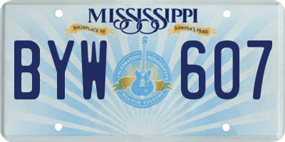 MS license plate BYW607