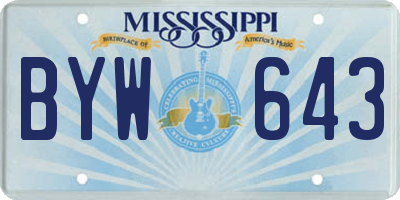 MS license plate BYW643