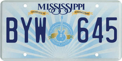 MS license plate BYW645
