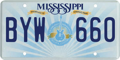 MS license plate BYW660