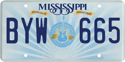 MS license plate BYW665
