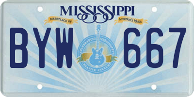 MS license plate BYW667
