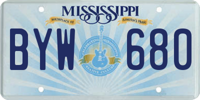 MS license plate BYW680