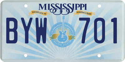 MS license plate BYW701