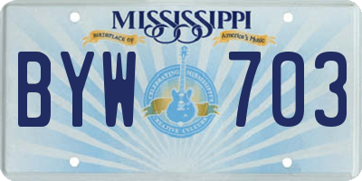 MS license plate BYW703