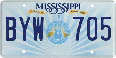 MS license plate BYW705