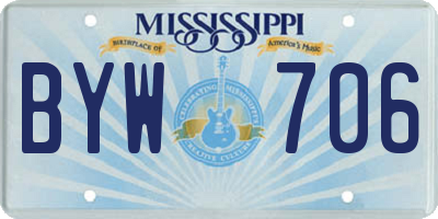 MS license plate BYW706
