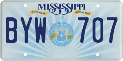 MS license plate BYW707