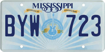 MS license plate BYW723