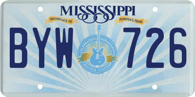 MS license plate BYW726