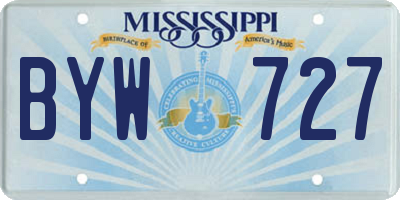 MS license plate BYW727