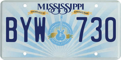 MS license plate BYW730