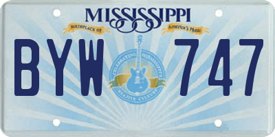 MS license plate BYW747