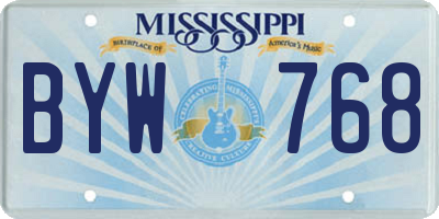 MS license plate BYW768