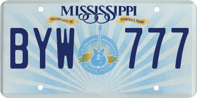 MS license plate BYW777