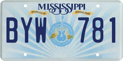 MS license plate BYW781