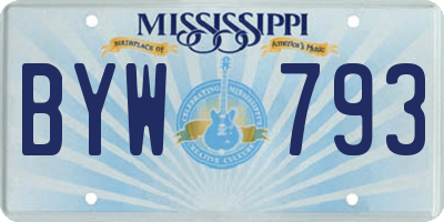 MS license plate BYW793