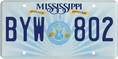 MS license plate BYW802