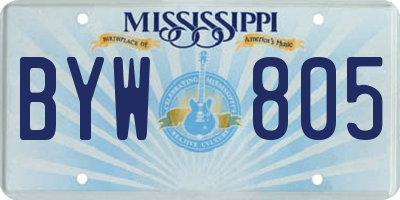 MS license plate BYW805