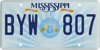 MS license plate BYW807