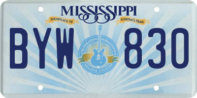 MS license plate BYW830