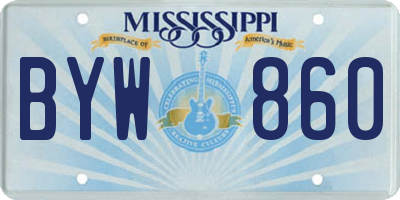 MS license plate BYW860