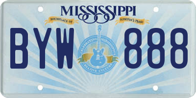 MS license plate BYW888