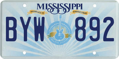 MS license plate BYW892