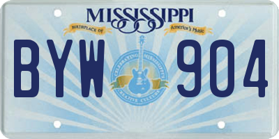 MS license plate BYW904
