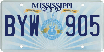 MS license plate BYW905